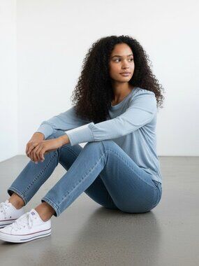 Nation LTD Pale Blue Long Sleeve Top, S